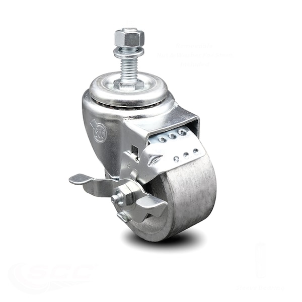 Service Caster 3 Inch Semi Steel Wheel Swivel 1/2 Inch Threaded Stem Caster with Brake SCC SCC-TS20S314-SSS-TLB-121315 - main